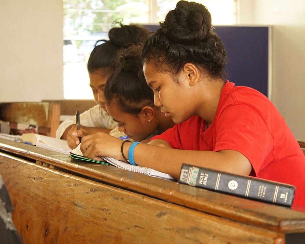 Students studying at Faith Christian Academy in Yap, Micronesia