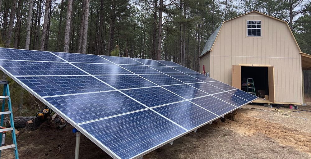 Ground-mounted commercial solar panel installation