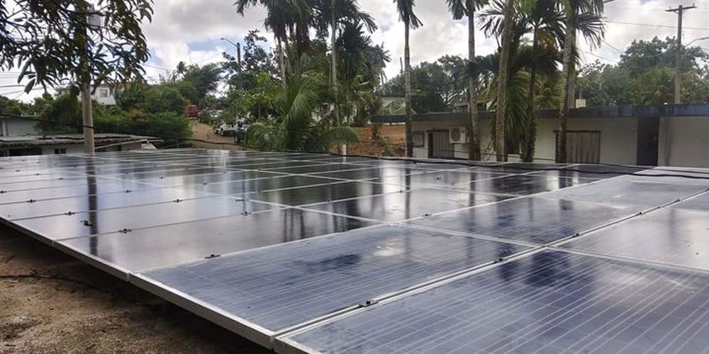 Solar panels installed on the outer islands of Yap, Micronesia