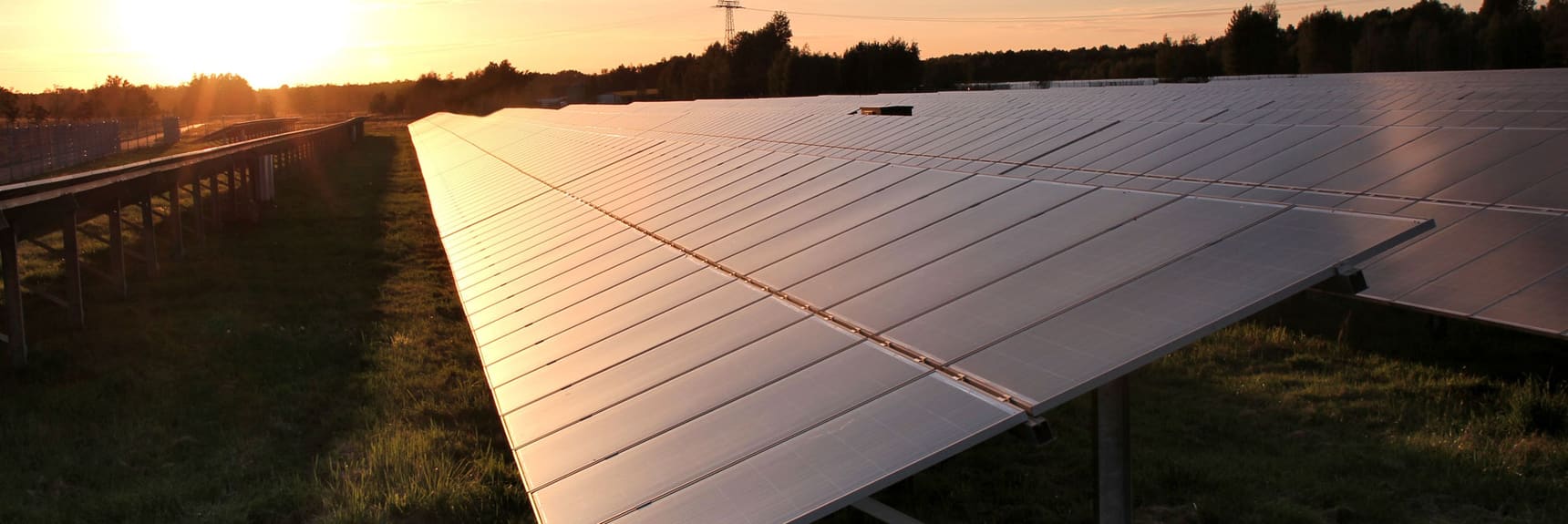 Solar panels at golden hour